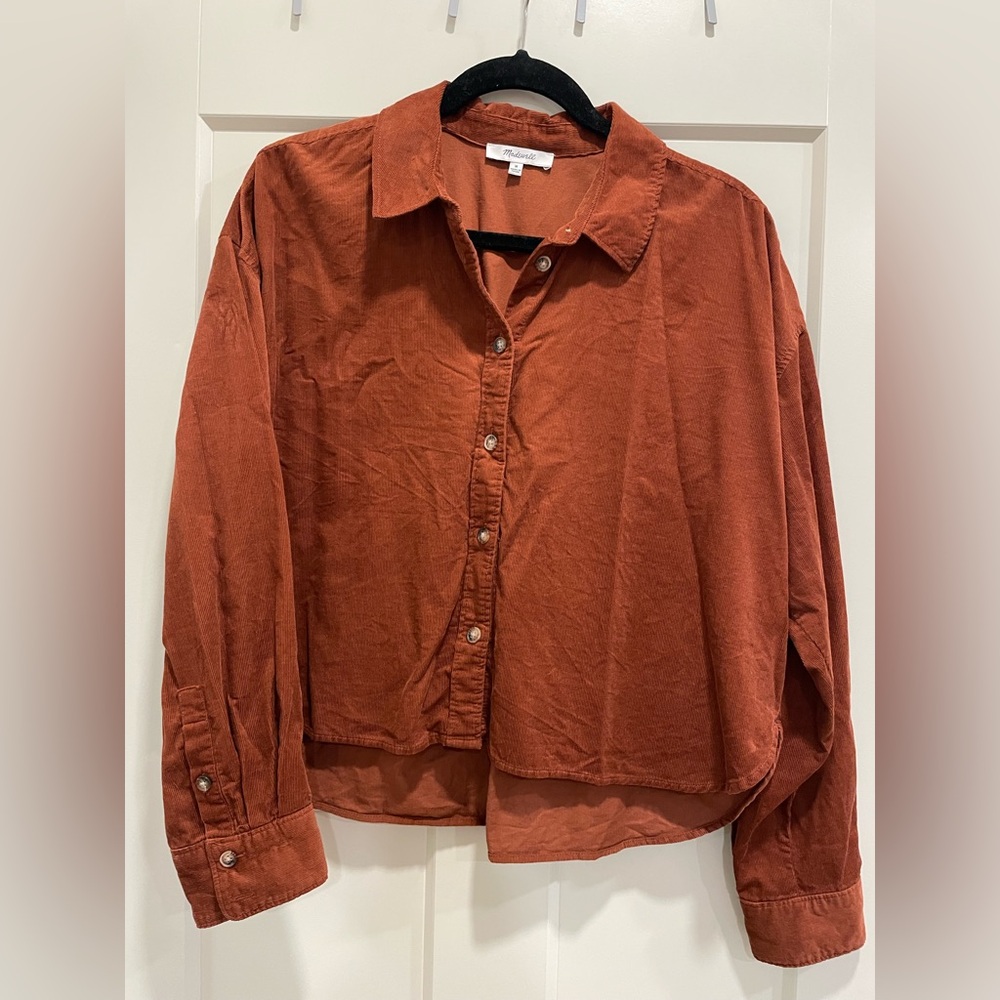 Madewell Rust Button-Front Corduroy Shirt Jacket